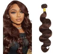 Tuheerst Body Wave Human Hair Bundles #4 Chocolate Brown Menschliches Haar Human Hair Extensions Echthaar Tressen Bündel Single Bundle Double Weft Remy Hair for Woman 14 Zoll