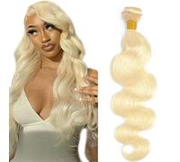 Tuheerst Body Wave Human Hair Bundles #613 Light Blonde Mensliches Haar Bundel Echthaar Human Hair Extensions Echthaar Tressen Double Weft Remy Hair 1 Bundle Total 100g 32 Inch