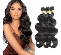 Tuheerst Body Wave Human Hair Bundles Natural Black Cabello Humano Natural Bündel Echthaar Human Hair Extensions Pelucas Mujer Pelo Remy Hair 50g/Bundle 3 Bundle Total 150g 20 22 24 Inch