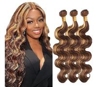 Tuheerst Body Wave Human Hair Bundles P427 Highlight Blonde Menschliches Haar Human Hair Extensions Echthaar Tressen Bündel 3 Bundles Double Weft Remy Hair for Woman 32 32 32 Zoll