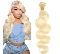 Tuheerst Cabello Humano Body Wave Human Hair Bundles #613 Light Blonde Human Hair Extensions Echthaar Tressen Double Weft Unprocessed Virgin Hair for Woman 1 Bundle 20 Inch
