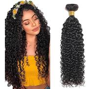 Tuheerst Cabello Humano Natural Kinky Curly Human Hair Bundles 1B Natural Black Human Hair Extensions Pelucas Mujer Pelo Double Weft Unprocessed Virgin Hair for Woman 1 Bundle 24 Inch