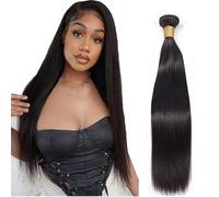 Tuheerst Cabello Humano Straight Human Hair Bundles 1B Natural Black Human Hair Extensions Echthaar Tressen Double Weft Unprocessed Virgin Hair for Woman 1 Bundle 22 Inch