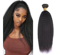 Tuheerst Cabello Humano Yaki Straight Human Hair Bundles 1B Natural Black Human Hair Extensions Echthaar Tressen Double Weft Unprocessed Virgin Hair for Woman 1 Bundle 24 Inch