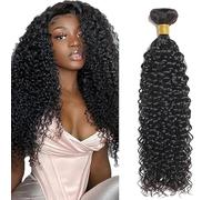 Tuheerst Curly Wave Human Hair Bundles 1B Natural Black Mensliches Haar Bundel Echthaar Human Hair Extensions Echthaar Tressen Double Weft Remy Hair 1 Bundle Total 100g 30 Inch
