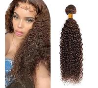 Tuheerst Curly Wave Human Hair Bundles Brown #4 Menschliches Haar Human Hair Extensions Echthaar Tressen 1 Bündel Sew in Bundle Chocolate Double Weft Remy Hair 28 Zoll