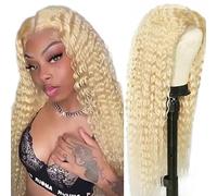 Tuheerst Curly Wave Human Hair Peluca para mujer rubia #613 4X4 Encaje Cabello humano Virgin Remy Glueless Wear and Go pre Bleached Knots with Baby Hair for Woman 14 pulgadas