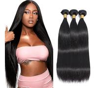 Tuheerst Extensiones de cabello humano recto natural negro natural, extensiones de cabello humano, extensiones de pelo humano mínimo, doble trama, 300 g, 300 g, 300 g