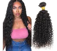 Tuheerst Kinky Curly Human Hair Bundles 1B Natural Black Cabello Humano Human Hair Extensions Unprocessed Echthaar Tressen Double Weft Remy Hair for Woman 18 Inch