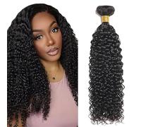 Tuheerst Kinky Curly Human Hair Bundles 1B Natural Black Cabello Humano Human Hair Extensions Unprocessed Echthaar Tressen Double Weft Remy Hair for Woman 12 Inch