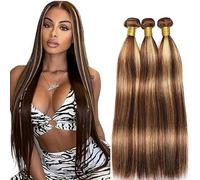 Tuheerst Straight Human Hair Bundles P427 Highlight Blonde Menschliches Haar Human Hair Extensions Echthaar Tressen Bündel 3 Bundles Double Weft Remy Hair for Woman 28 28 28 Zoll
