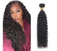 Tuheerst Water Wave Human Hair Bundles 1B Natural Black Cabello Humano Human Hair Extensions Unprocessed Echthaar Tressen Double Weft Remy Hair for Woman 14 Inch