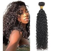 Tuheerst Water Wave Human Hair Bundles 1B Natural Black Cabello Humano Human Hair Extensions Unprocessed Echthaar Tressen Double Weft Remy Hair for Woman 12 Inch