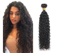 Tuheerst Water Wave Human Hair Bundles 1B Natural Black Cabello Humano Human Hair Extensions Unprocessed Echthaar Tressen Double Weft Remy Hair for Woman 20 Inch