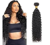 Tuheerst Water Wave Human Hair Bundles 1B Natural Black Cabello Humano Human Hair Extensions Unprocessed Echthaar Tressen Double Weft Remy Hair for Woman 22 Inch
