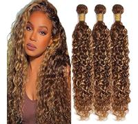 Tuheerst Water Wave Human Hair Bundles Blonde Menschliches Haar Human Hair Extensions Echthaar Tressen 3 Bündel Sew in Bundle P427 Highlight Double Weft Remy Hair 28 28 28 Zoll
