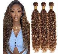 Tuheerst Water Wave Human Hair Bundles Blonde Menschliches Haar Human Hair Extensions Echthaar Tressen 3 Bündel Sew in Bundle P427 Highlight Double Weft Remy Hair 30 30 30 Zoll