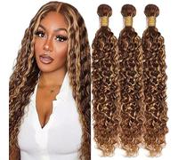 Tuheerst Water Wave Human Hair Bundles Blonde Menschliches Haar Human Hair Extensions Echthaar Tressen 3 Bündel Sew in Bundle P427 Highlight Double Weft Remy Hair 18 18 18 Zoll