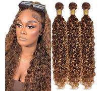Tuheerst Water Wave Human Hair Bundles Blonde Menschliches Haar Human Hair Extensions Echthaar Tressen 3 Bündel Sew in Bundle P427 Highlight Double Weft Remy Hair 32 32 32 Zoll