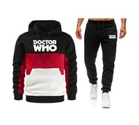 TUIAIFA Traje de Entrenamiento de Halloween for Hombre for Doctor Who, Traje de Jogging, Sudadera con Capucha y Pantalones con patrón 3D, suéter con Capucha, Conjunto de Dos Piezas(E,XL)