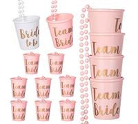 TUIBEIDAMAI Vasos de chupito con cadena, vasos jga para colgar, 14 unidades de copas de despedida de soltera y despedida de soltera, copas de chupito para colgar, para despedida de soltero, decoración