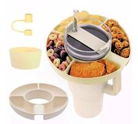 Tuilful Stanley Accessories - Bandeja de aperitivos para taza Stanley de 40 onzas | Bandeja de 4 compartimentos de silicona, kit de accesorios Stanley para botas inferiores y tapas de popote, se