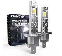 TUINCYN Bombilla H1 LED 55W 6500K Blanco, 1:1 Mini Luz Bombilla Plus 300% Brillo Súper Brillante 12000Lm Lámpara de Cruce y Antiniebla Halógena de Repuesto pour Coche y Moto 12V/24V- H7 Lámparas x2