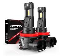 TUINCYN Bombilla H11 LED 80W 26000LM, 400% Más Brillante 1:1 Mini H11 H8 H9 Faros de Coche Kit De Conversión Reemplazo de Bombillas Halógenas, Plug&Play, Sin Ventilador No Polaridad, 6000K Blanco,2PCS