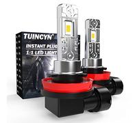 TUINCYN Bombilla H8 H9 H11 LED 55W 6500K Blanco, 1:1 Mini Luz Bombilla Súper Brillante 12000Lm Lámpara de Cruce y Antiniebla Halógena de Repuesto pour Coche y Moto 12V/24V- H8 H9 H11 Lámparas x2