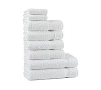 Tuiste Juego De Toallas Blancas De 8 Piezas, 2 Toallas de Baño (70x140) + 4 Toallas de Manos (50x90) + 2 Toallas para la Cara (30x50), Súper Suave y Altamente Absorbente, Lujosas 100% algodón