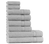 Tuiste Juego De Toallas Gris Claro De 8 Piezas, 2 Toallas de Baño (70x140) + 4 Toallas de Manos (50x90) + 2 Toallas para la Cara (30x50), Súper Suave y Altamente Absorbente, Lujosas 100% algodón