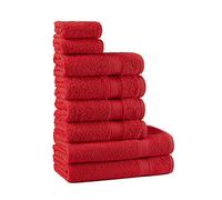 Tuiste Juego De Toallas Rojo De 8 Piezas, 2 Toallas de Baño (70x140) + 4 Toallas de Manos (50x90) + 2 Toallas para la Cara (30x50), Súper Suave y Altamente Absorbente, Lujosas 100% algodón