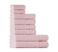 Tuiste Juego De Toallas Rosa Claro De 8 Piezas, 2 Toallas de Baño (70x140) + 4 Toallas de Manos (50x90) + 2 Toallas para la Cara (30x50), Súper Suave y Altamente Absorbente, Lujosas 100% algodón