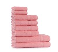 Tuiste Juego De Toallas Rosa De 8 Piezas, 2 Toallas de Baño (70x140) + 4 Toallas de Manos (50x90) + 2 Toallas para la Cara (30x50), Súper Suave y Altamente Absorbente, Lujosas 100% algodón
