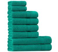 Tuiste Juego De Toallas Turquesa De 8 Piezas, 2 Toallas de Baño (70x140) + 4 Toallas de Manos (50x90) + 2 Toallas para la Cara (30x50), Súper Suave y Altamente Absorbente, Lujosas 100% algodón