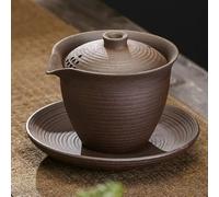 TUITA Cerámica Gruesa Gaiwan, Olla Grande para agarrar a Mano, Hecha a Mano, cerámica Gaiwan sin esmaltar, Juego de té Gaiwan Kung Fu, máquina de té China