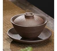 TUITA Cerámica Gruesa Gaiwan, Olla Grande para agarrar a Mano, Hecha a Mano, cerámica Gaiwan sin esmaltar, Juego de té Gaiwan Kung Fu, máquina de té China