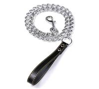 TUITA Correa de Cadena Gigante para Perro antimordida, Resistente, 120cm, con Mango de Cuero, Correa para Perro, Correa de Entrenamiento para Perros a Prueba de Masticar de Metal Duradera