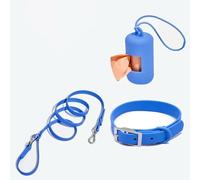 TUITA Juego de Collar y Correa Impermeables para Perros, Collares Ajustables a Prueba de olores para Mascotas, Perros Grandes, medianos y pequeños, Soporte para Bolsa para excrementos
