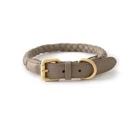 TUITA Juego de Collar y Correa para Perro de Cuero, Collar Ajustable para Perro de PU, Correa Trenzada Suave y Duradera para Perros