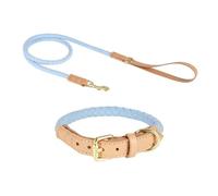 TUITA Juego de Correa para Collar de Perro, Collares de Cuerda de Cuero Trenzado, Hebilla de Metal, Collar de Perro Duradero