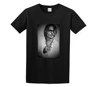 tuita Men's Johnny Depp Vintage Photo Deep Simplicity Short Sleeve T-Shirt Black XXL