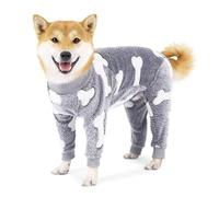 TUITA Pijamas de Franela para Perros y Monos, Mono Cálido con Patrón de Hueso y Luna, Abrigo, Ropa para Perros y Monos