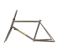 TUJISEK 451 Juego De Cuadro Bici Carretera De Acero Al CR-Mo 42cm 44cm Marco De Bicicleta con Freno C Liberación Rápida 100/130mm BSA BB68mm(Brushed Silver,44cm)