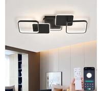 TUJJTU Lámpara Techo LED Regulable Square Lámpara Dormitorio Aluminio Negro Moderna Lámpara Techo Forma Variable Control Por Mando Distancia Aplicación 3000 K-6000 K Para Salón Comedor (Negro)