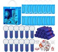 Tujoe 36 toallas de entrenamiento de enfriamiento de béisbol azul de 40 x 12 pulgadas, mini ventilador de mano portátil con cordón, bolsa de regalo de béisbol transparente con asas y calcomanías para