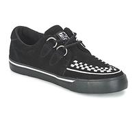 T.U.K. Leather Creeper Sneaker - Zapatos Hombre y Mujer - Color Black Suede & White Interlace - Zapatos con Cordones Estilo Puck, Gótico y Rockero - Talla EU44
