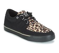 T.U.K. Vegan Creeper Sneaker - Zapatos Hombre y Mujer - Color Black Canvas & Leopard Print - Zapatos con Cordones Estilo Puck, Gótico y Rockero - Talla EU39