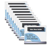 TUKA 10x A5 Menu Soporte Doble Cara, Forma de T con Base, Soportes de Sobremesa para Carteles, Menús, Promociones, Porta Carteles. T Expositor Mesa, Acrílico Transparente, Transversal TKD8204-A5-10x