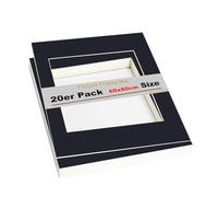 TUKA 20x Paspartú, 60x80 cm Tamaño Exterior, Tamaño Abierto de los Paspartús: 40x60cm. Negro, Marco de Papel Paspartú para Enmarcar Imágenes, Fotos, Carteles, Impresiones Artísticas... TKD9100